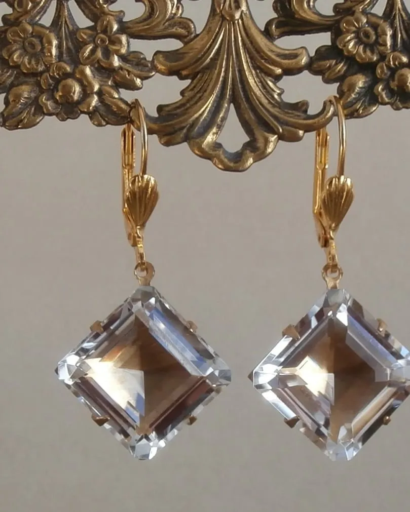Boucles d’oreilles carrées en cristal
